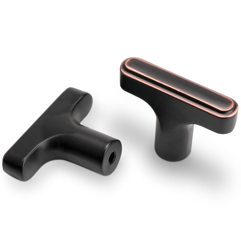 POVEFONK 10 Pack Oil Rubbed Bronze Cabinet Knobs - Zinc Alloy, 29mm x 40mm x 39mm, Modern Style, Ambidextrous, Indoor Use - Image 1